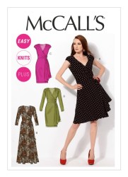6713  MCCALLS EZ SPANDEX BIAS DRAPE DRESS SLEEVES OR NOT PATTERN 8-16 or 18W-24W choice uncut